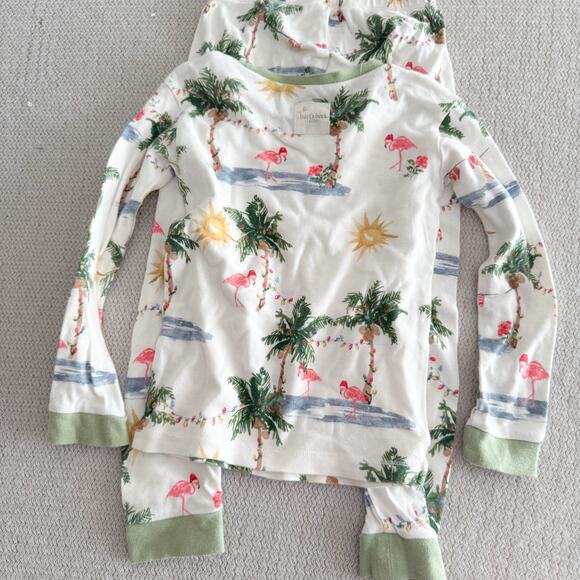 Burt's Bees White Tropical Christmas Two Piece Pajama Set 3T Organic Cotton - Picture 8 of 10